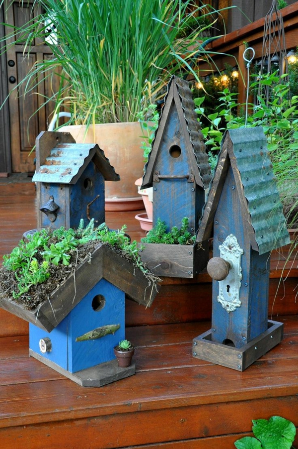 vogelhaus bauen holz umweltfreundlich blau