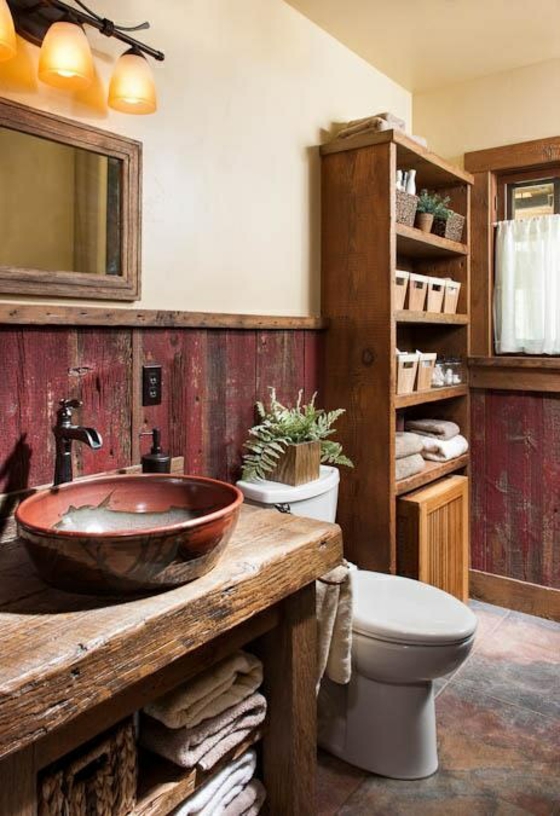 waschbecken badmöbel rustikal badezimmer landhausstil holzregal