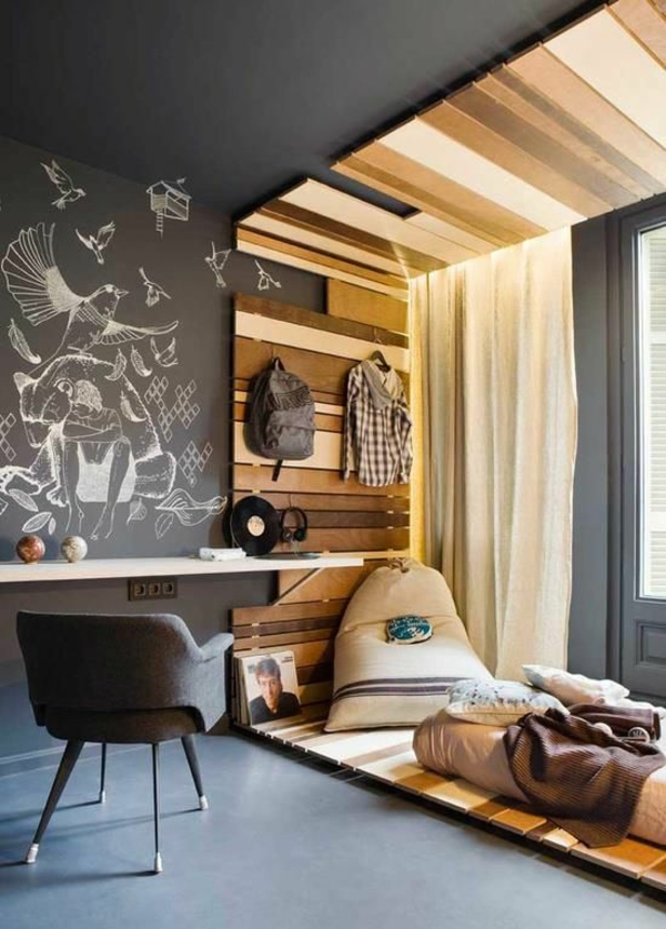 jugendzimmer zimmergestaltung holz platzsparende rooms industriell teenagers wand idee begeistert einrichtungslösungen überlegen erstaunlichen kleine cuarto