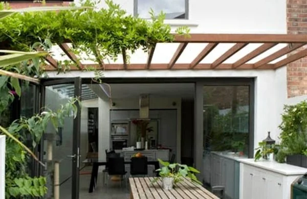 Überdachte Terrasse ohne festen dach 