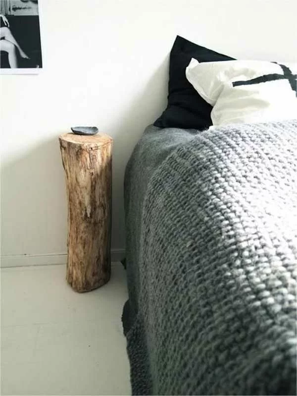 Beistelltisch schlafzimmer Holzblock bett