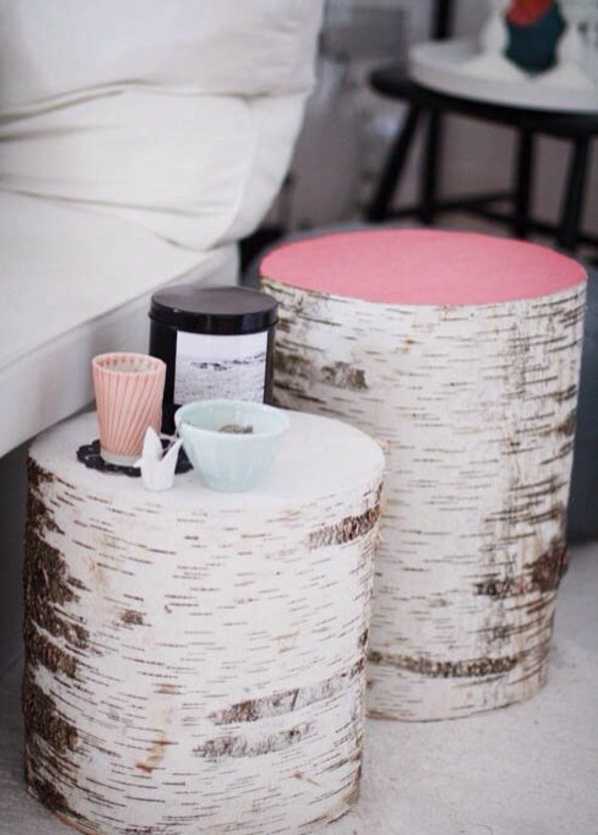 Beistelltisch rosa tischplatte Holzblock weiß textur