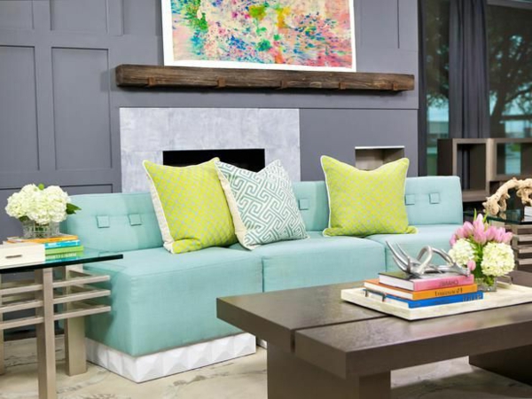 Farbbeispiele fürs Wohnzimmer wandfarben farbgestaltung grün blau