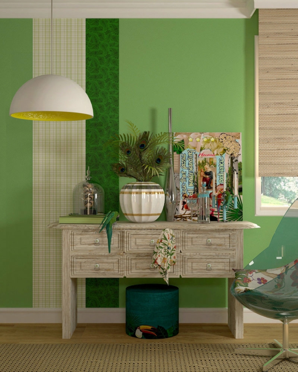  Wände wandgestaltung Farbideen wohnzimmer grün