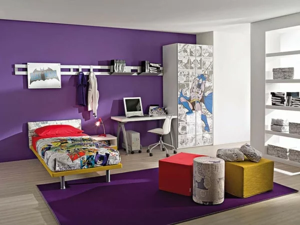 Farbideen bunt Wände wandgestaltung wohnzimmer lila