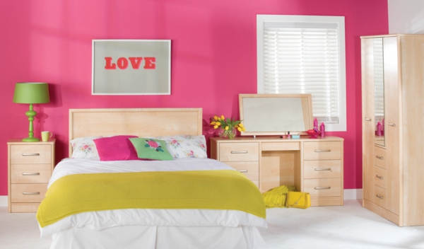 Farbideen mädchen zimmer Wände wandgestaltung wohnzimmer rosa