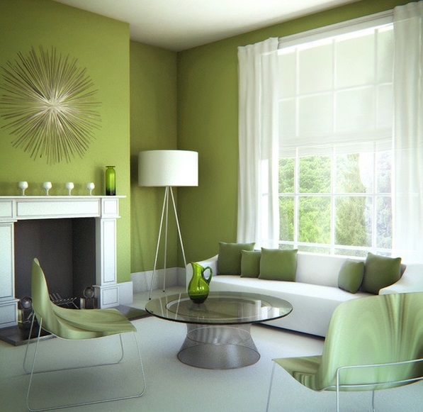 Farbideen dekoartikel Wände wandgestaltung wohnzimmer stehlampe grün