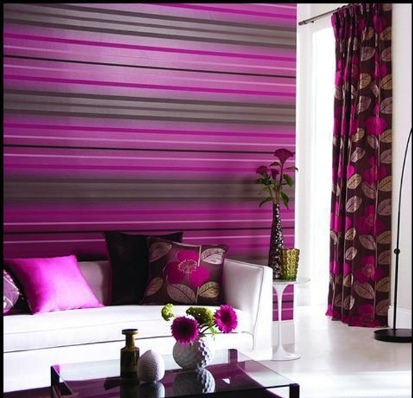 Wände wandgestaltung Farbideen  wohnzimmer streifen feminin