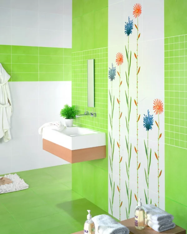  Bad Badezimmer Fliesengestaltung Bilder grün farbe