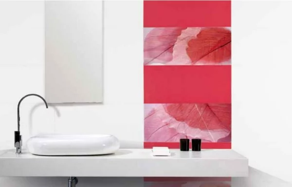  Bad Badezimmer Fliesengestaltung Bilder rot weiß