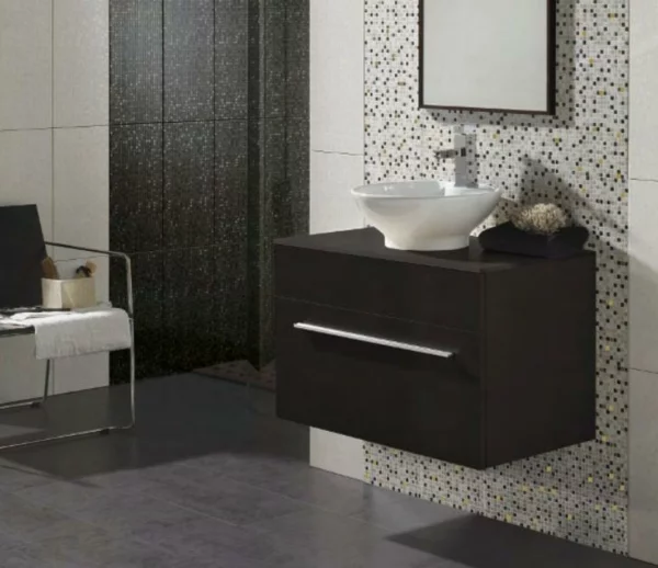 Fliesengestaltung Bad Badezimmer Bilder schwarz