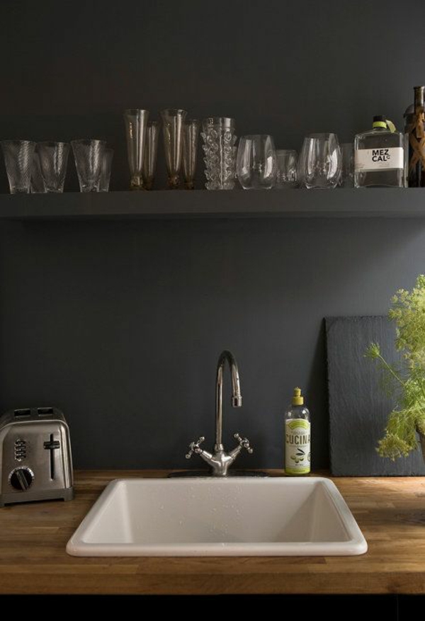  Küche wandgestaltung spritzschutz küche schwarz matt spüle