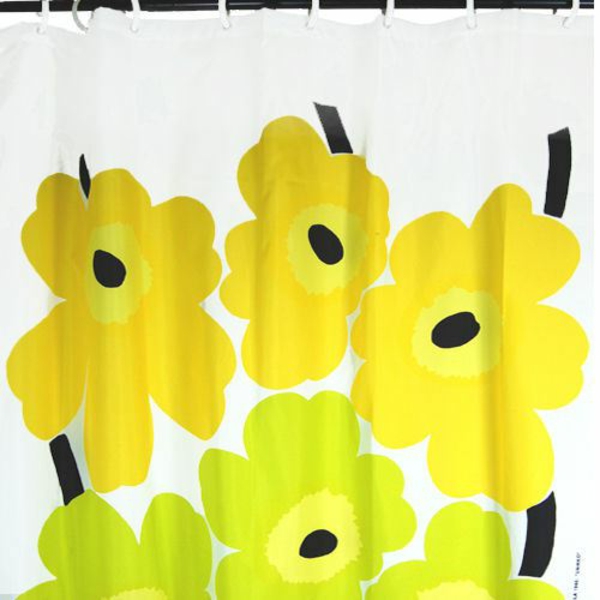 Duschvorhang gelb blümchen muster Marimekko 