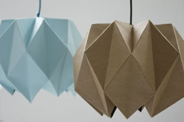 Lampenschirm Anleitung braun blau Origami 
