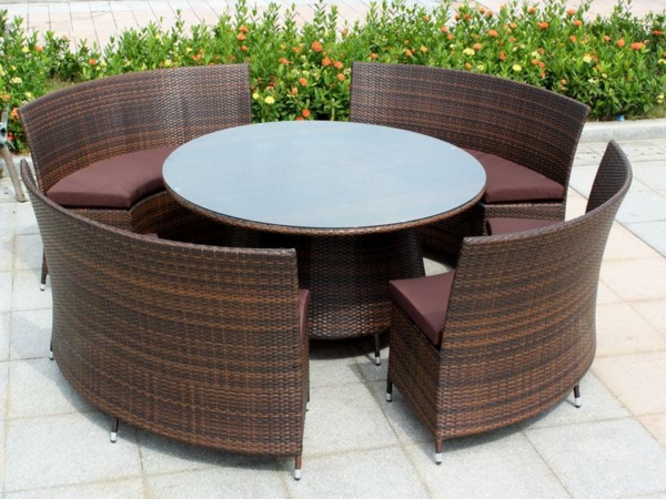 Outdoor Möbel aus Polyrattan lounge gartenmöbel rund tisch