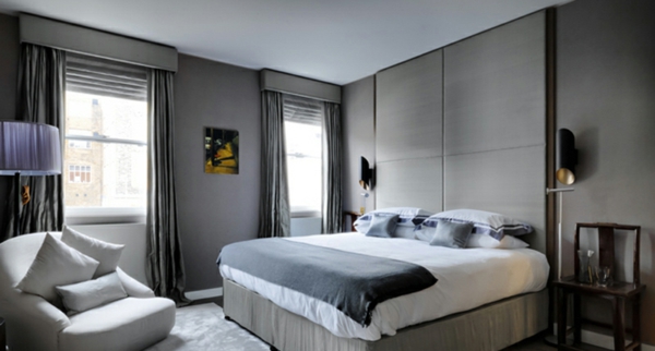 Wandfarbe  Grautöne farbgestaltung modern fenster schlafzimmer