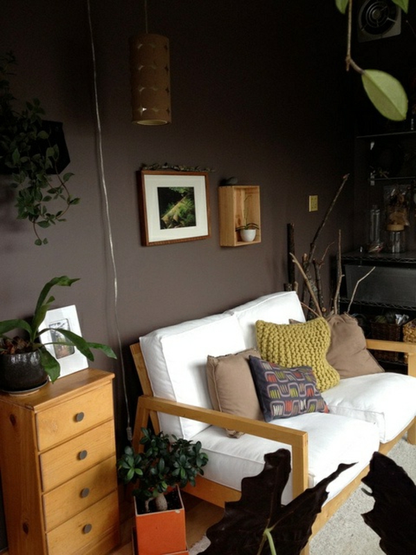 Wandfarben Brauntöne wandfarben ideen sofa