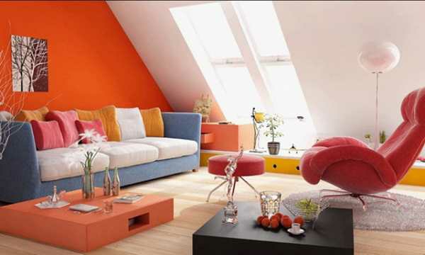 orange Wände streichen Wandgestaltung dachfenster