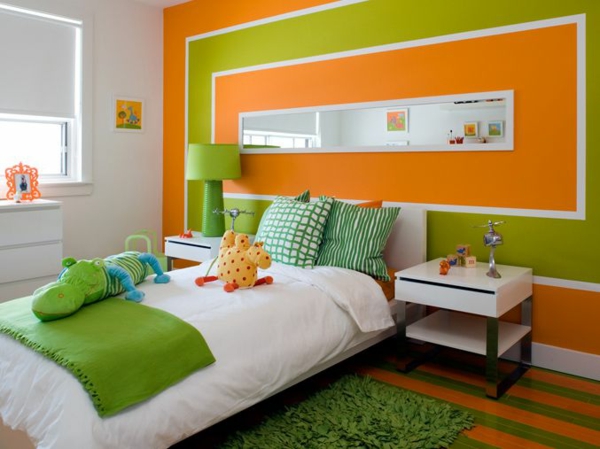Wände streichen Farbideen für orange Wandgestaltung grün