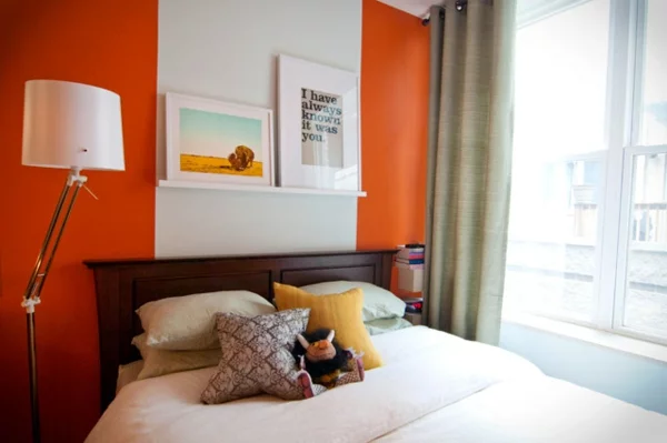 Wände Farbideen für orange Wandgestaltung stehlampe