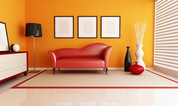 Wände streichen Farbideen für orange Wandgestaltung virtuell