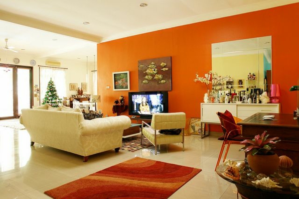 Wände streichen Farbideen für orange Wandgestaltung wohnzimmer