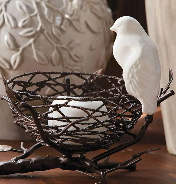 vogel verflochten antike Kerzenständer  nest keramisch