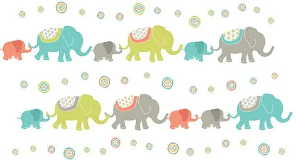 babyzimmer wandgestaltung farbige wandtattoos elefanten