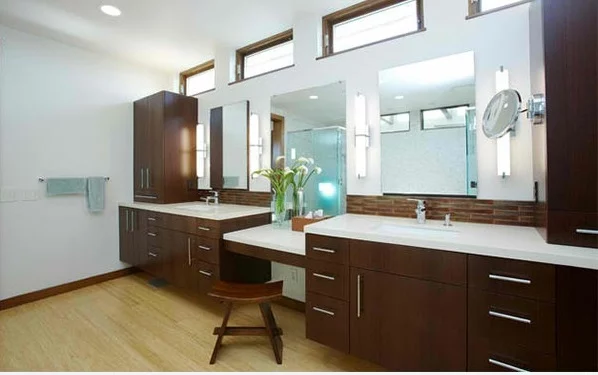 badezimmer design flache bad schränke aus holz spiegel 