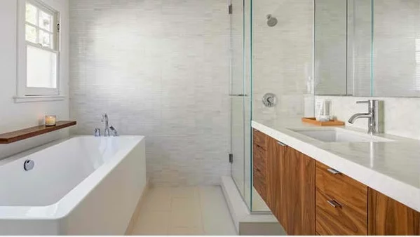 badezimmer design flache bad schränke ideen holz duschkabine 