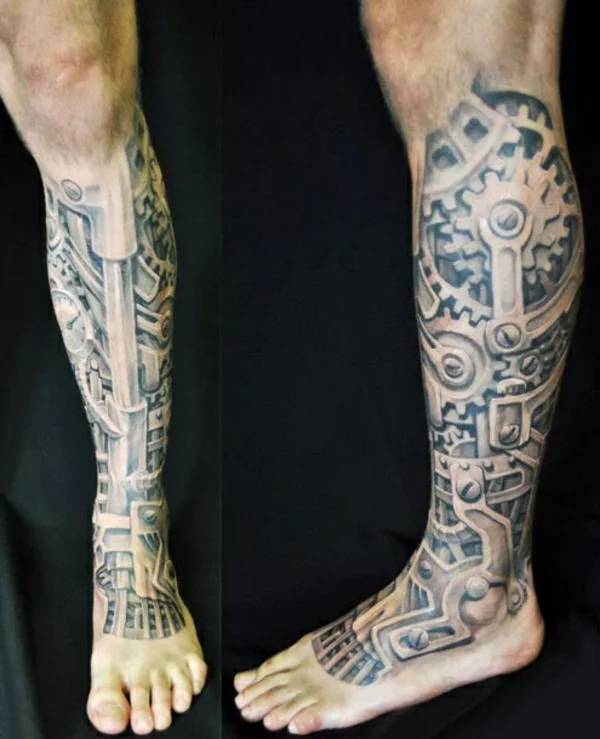 tattoo bein tattoos ideen unrterbein biomechanik