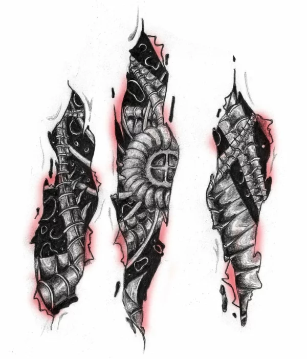 biomechanische tattoos vorlagen skizziert