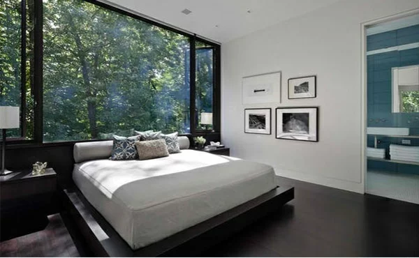 dunkler holzboden verlegen modernes schlafzimmer im asiatischen stil
