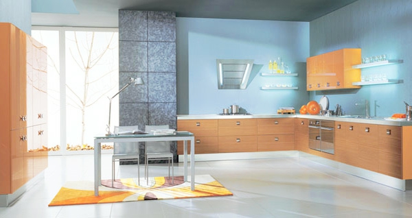 einrichtnugsideen wohnideen küche wandfarbe orange möbel