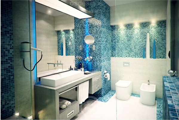 einrichtungsideen moderne badezimmer blau grau 