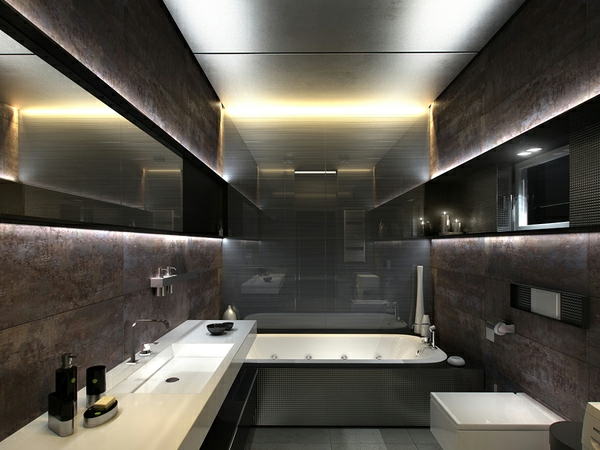 einrichtungsideen moderne badezimmer dunkle farben 