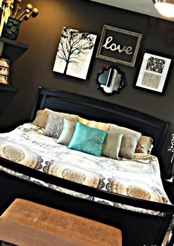 interior design schlafzimmer farbideen dunkle farben 