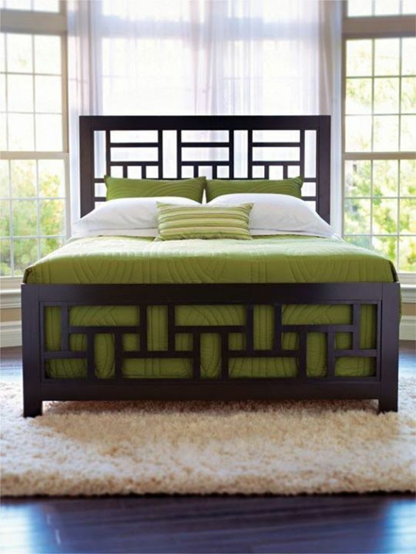 interior design schlafzimmer farbideen grüne bettdecke 