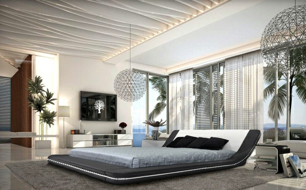 interior design schlafzimmer ideen schwarz-weiß schöne decke dekoration