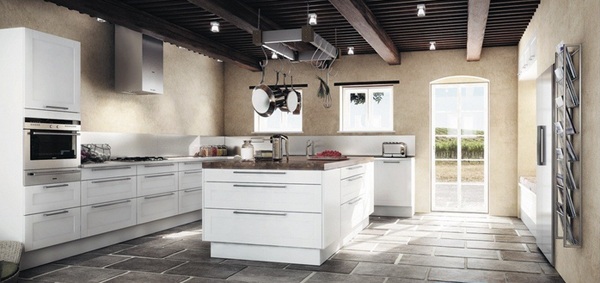 küche einrichten minimalistisch skandinavisches design fliesenboden