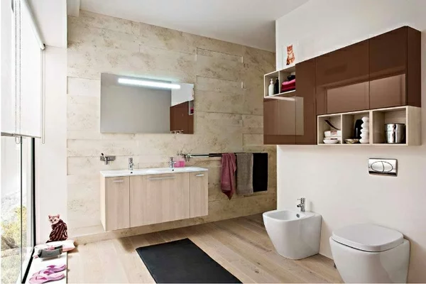 moderne badezimmer ideen warme farbgestaltung 