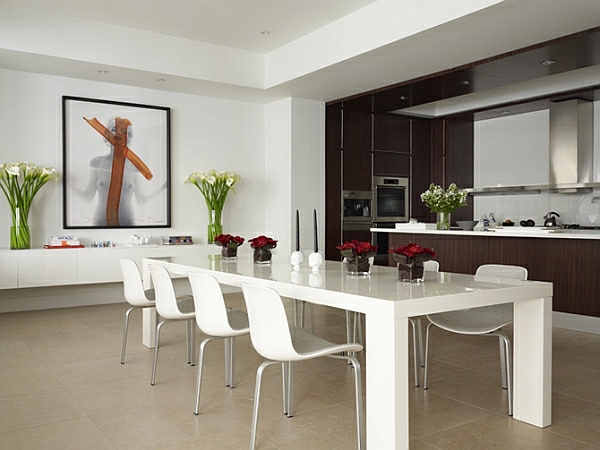 moderne eszimmer weiß stilvoll minimalistisch wandddeko