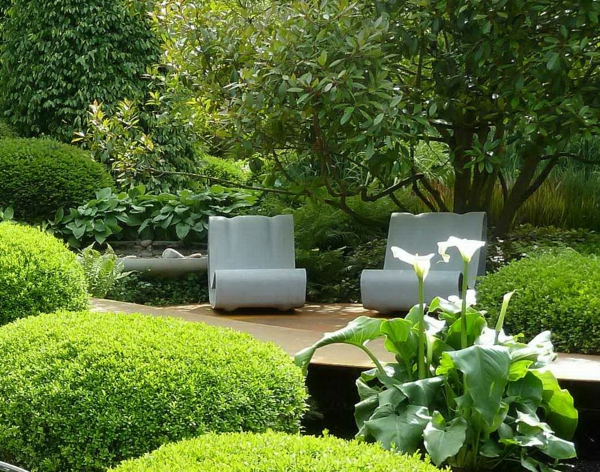 moderne gärten bilder beispiele gartengestaltung strauch grün