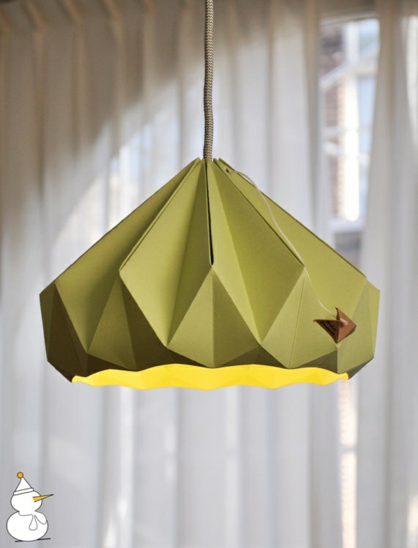 origami lampenschirme ideen DIY grün