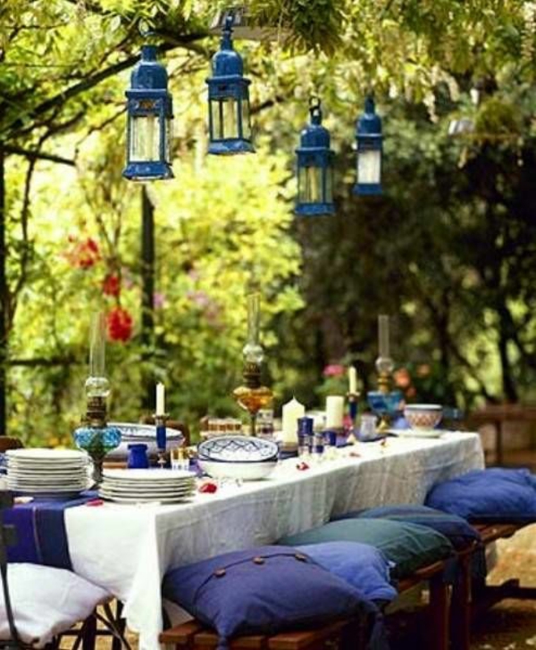 gastronomie outdoor möbel garten designideen laternen tisch 