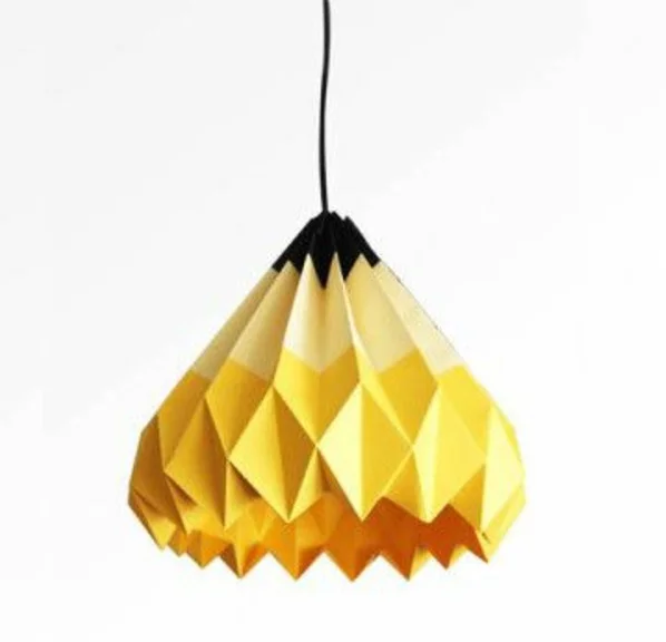 papierlampen origami pendelleuchten gelb