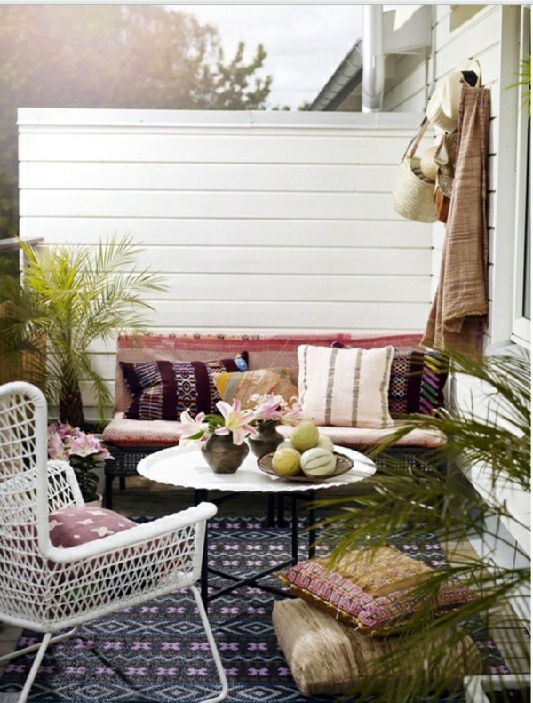 patio designideen stilvoll terrassenteppich outdoor möbel 