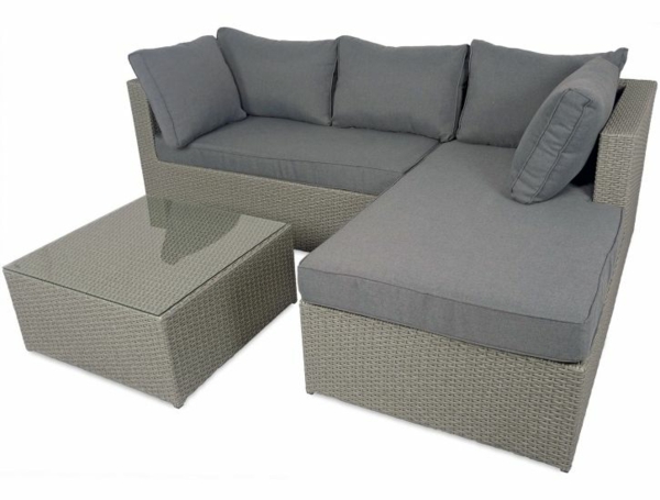 rattanmöbel outdoormöbel sofa grau polsterung 
