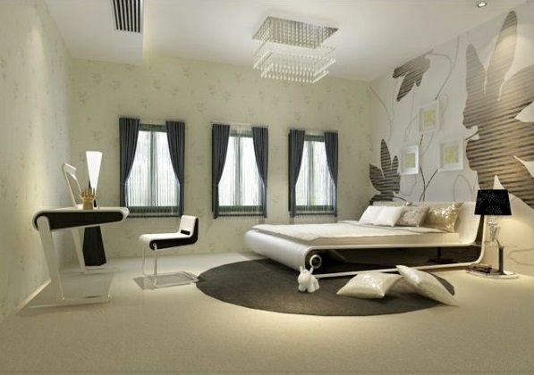 schlafzimmer design ideen schwarz-weiß weißes bett 