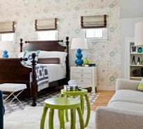 Schlafzimmer Farben Ideen – Blau und leuchtendes Hellgrün